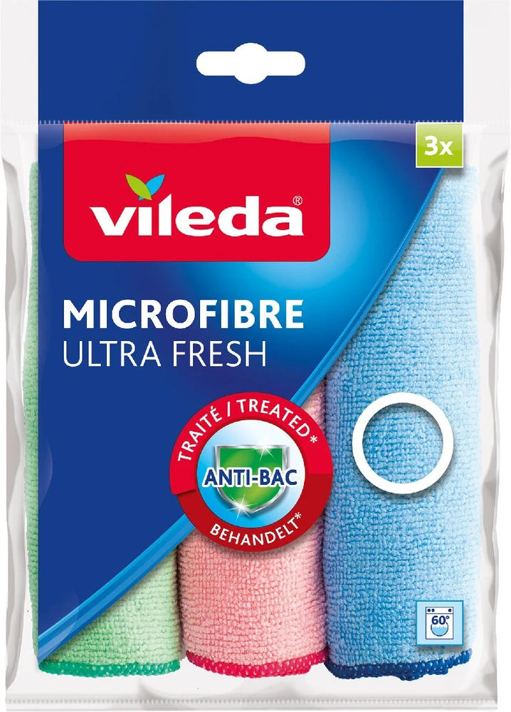 VILEDA Ultra Fresh mikropluošto antibakterinės šluostės, 3 vnt.