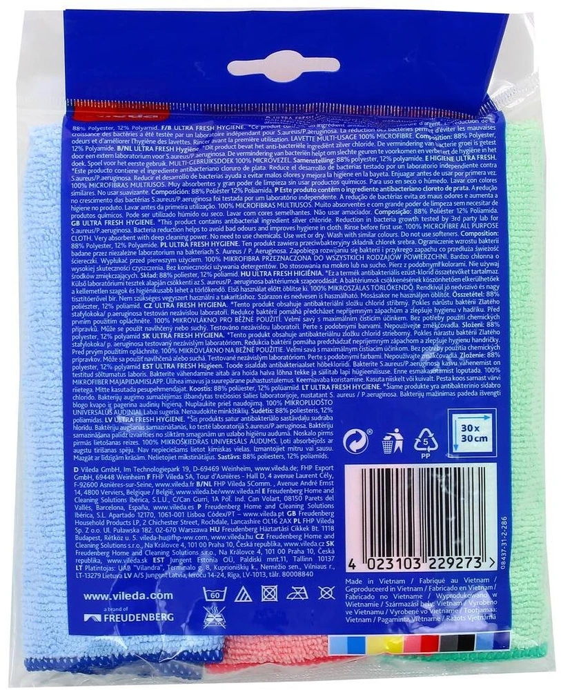 VILEDA Ultra Fresh mikropluošto antibakterinės šluostės, 3 vnt.