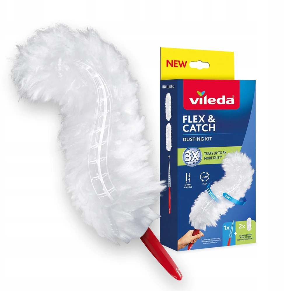 Vileda šiukšlių semtuvėlis su trumpu kotu + 2 „Flex&Catch“ papildymai