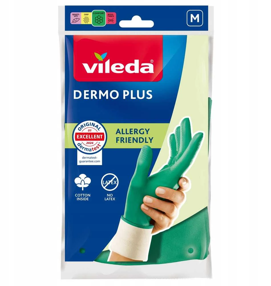 Vileda Dermo Plus ‘M’ Gloves Žalias Cotton, Nitrile