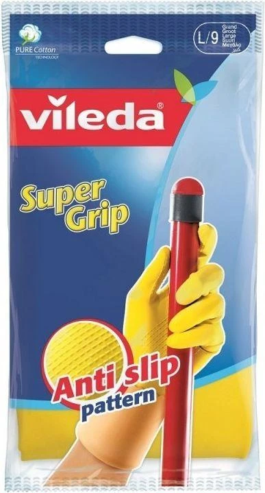 Vileda Super Grip neslystančios namų ruošos pirštinės, M dydis, 1 pora
