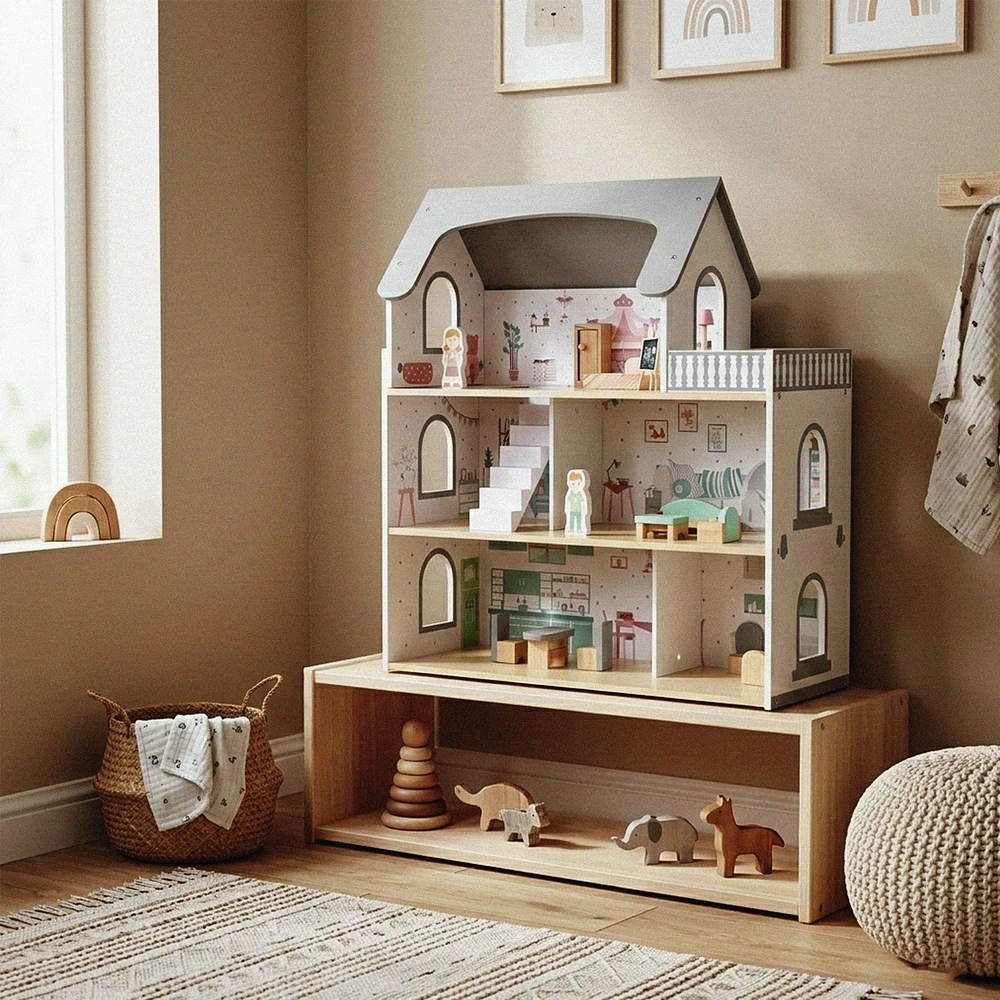 VimToys B70S Drewniany domek lalek taras priedai komplektas XXL
