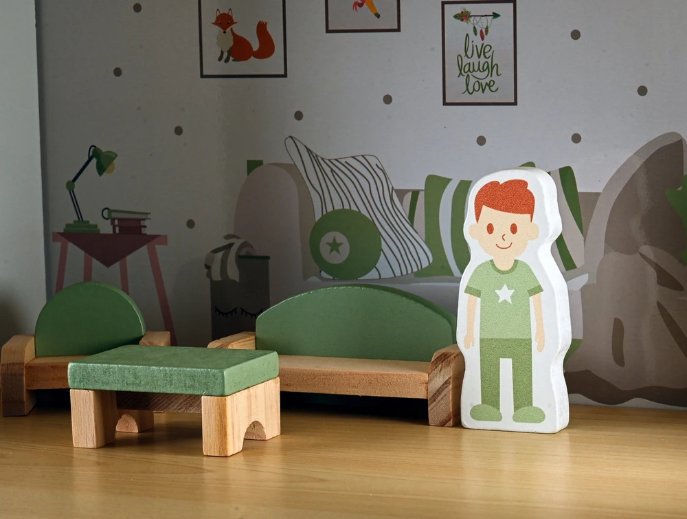 VimToys B70S Drewniany domek lalek taras priedai komplektas XXL