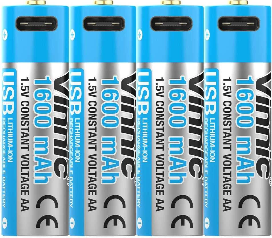 Vinnic Įkraunami AA akumuliatoriai USB Type-C 4 vnt.