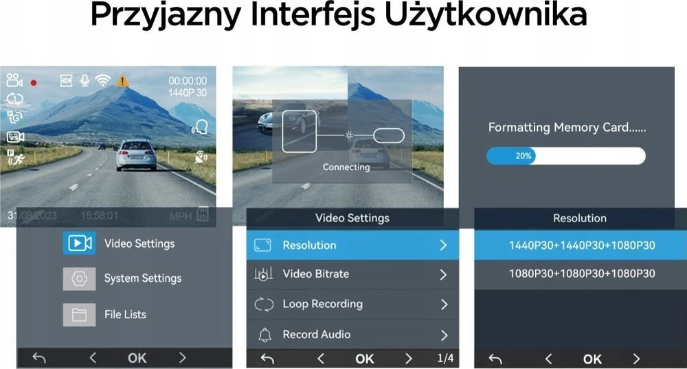Vaizdo Registratorius - VIOFO A229 Pro 2CH-G GPS 4K Dviejų kamerų Juodas
