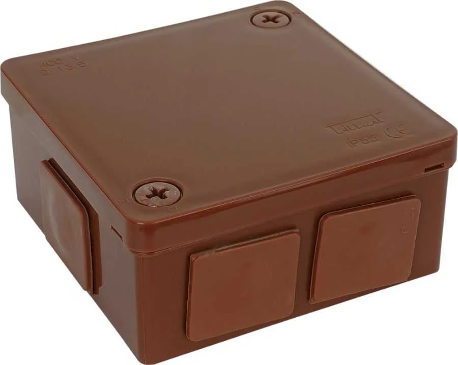 Tuščia ant paviršiaus montuojama dėžutė su 6 įvadais VIPLAST VP-22 RUDA IP55 86x86x40mm 022-02