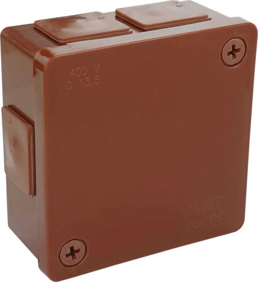 Tuščia ant paviršiaus montuojama dėžutė su 6 įvadais VIPLAST VP-22 RUDA IP55 86x86x40mm 022-02