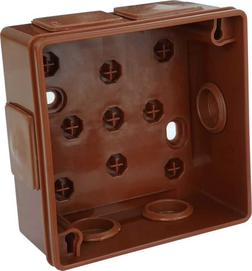 Tuščia ant paviršiaus montuojama dėžutė su 6 įvadais VIPLAST VP-22 RUDA IP55 86x86x40mm 022-02