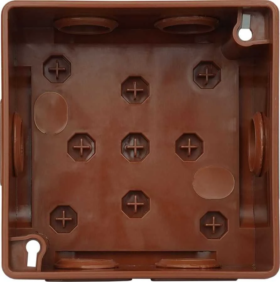 Tuščia ant paviršiaus montuojama dėžutė su 6 įvadais VIPLAST VP-22 RUDA IP55 86x86x40mm 022-02