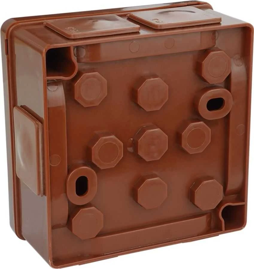 Tuščia ant paviršiaus montuojama dėžutė su 6 įvadais VIPLAST VP-22 RUDA IP55 86x86x40mm 022-02