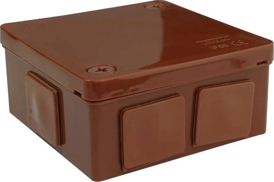 Tuščia ant paviršiaus montuojama dėžutė su 6 įvadais VIPLAST VP-22 RUDA IP55 86x86x40mm 022-02