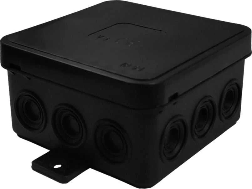 Tuščia ant paviršiaus montuojama dėžutė su 12 įvadų VIPLAST V5 click Juodas IP54 75x75x41mm 035-05