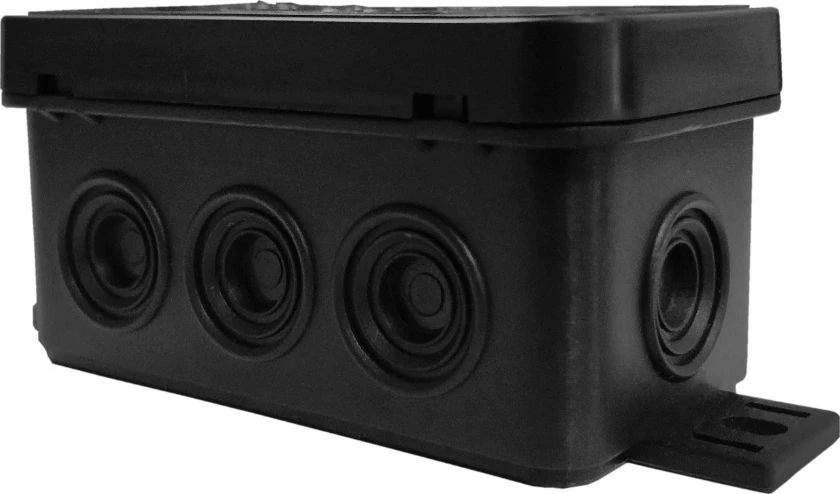 Tuščia ant paviršiaus montuojama dėžutė su 8 įvadais VIPLAST V8 click Juodas IP54 80x45x41mm 038-05