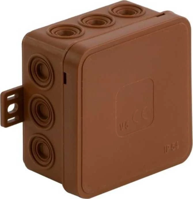 Tuščia ant paviršiaus montuojama dėžutė su 12 įvadų VIPLAST V6 click RUDA IP54 85x85x41mm 036-02