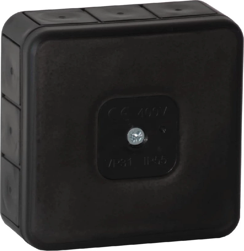 Tuščia ant paviršiaus montuojama dėžutė su 12 įvadų VIPLAST VP-31 Juodas IP55 85x85x37mm 031-05