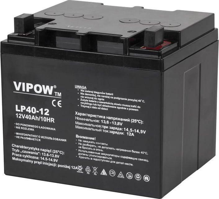 Švino akumuliatorius VIPOW 12V 40Ah