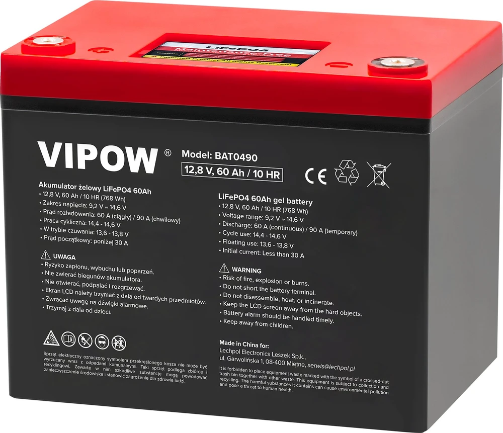 Vipow Akumuliatorius LiFePO4 60Ah akumuliatorius su BMS