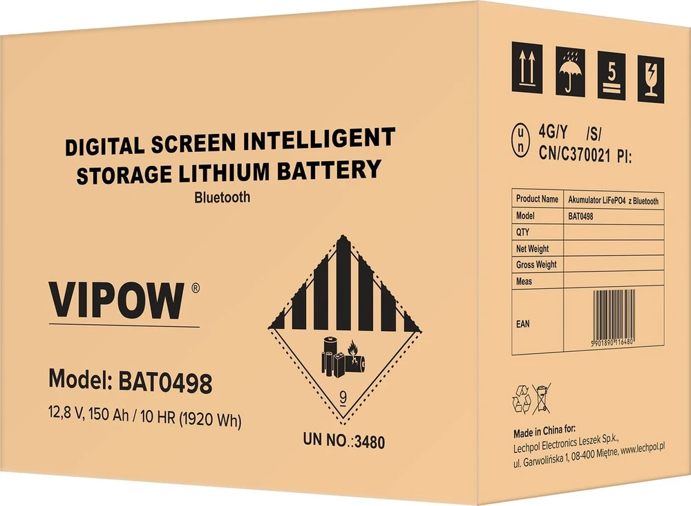 Vipow LiFePO4 bluetooth gelio baterija 150Ah