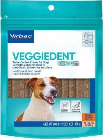 Vibrac Veggiedent Fresh S (5–10 kg) – skanėstas šunims – 456 g