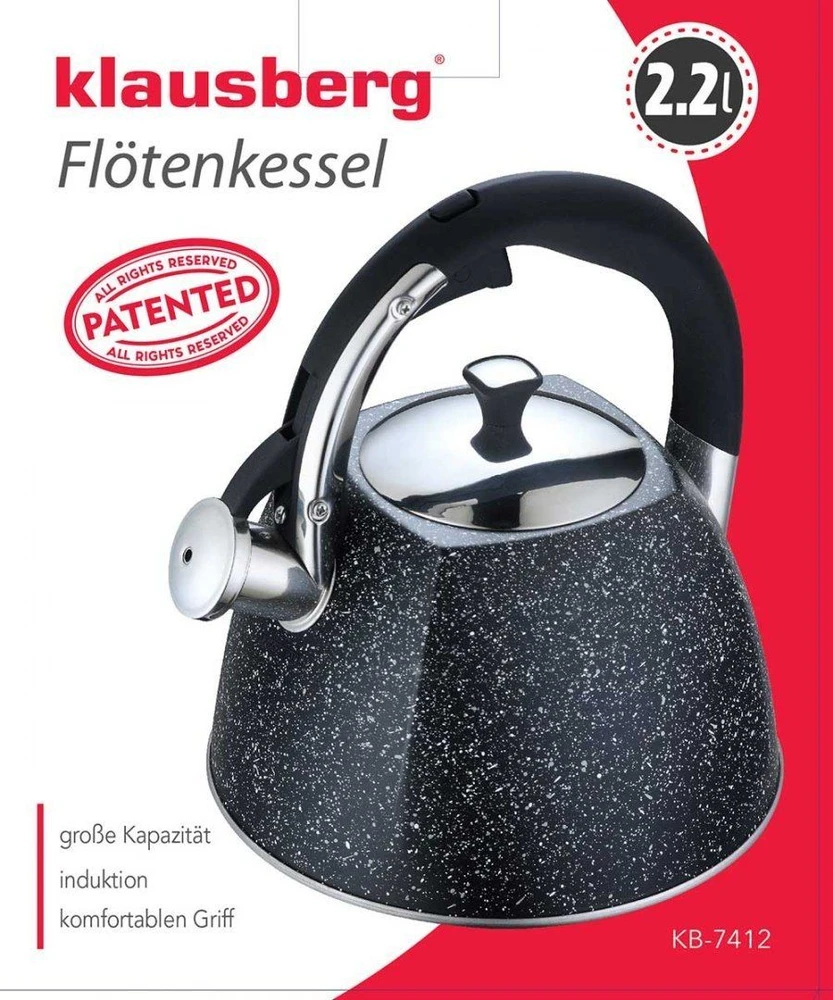 Virdulys, Tradicinis virdulys, 2,2 l, juodas marmuras, Klausberg