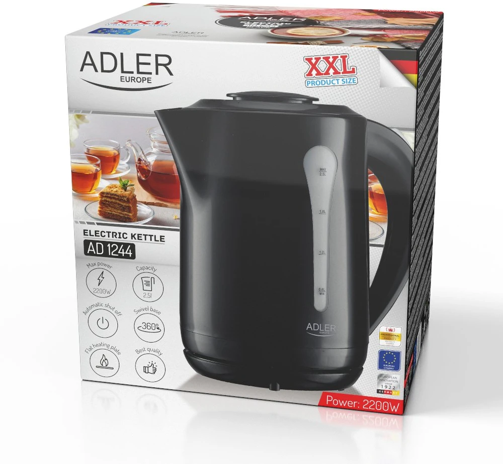 Adler | Virdulys | AD 1244 | Electric | 1850 W | 2.5 L | Plastic | 360° rotational base | Juodas