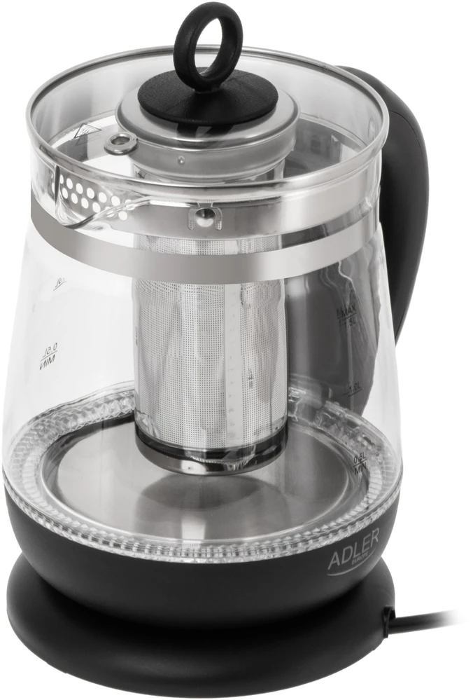 Adler | Virdulys | AD 1299 | Electric | 2200 W | 1.5 L | Glass | 360° rotational base | Juodas