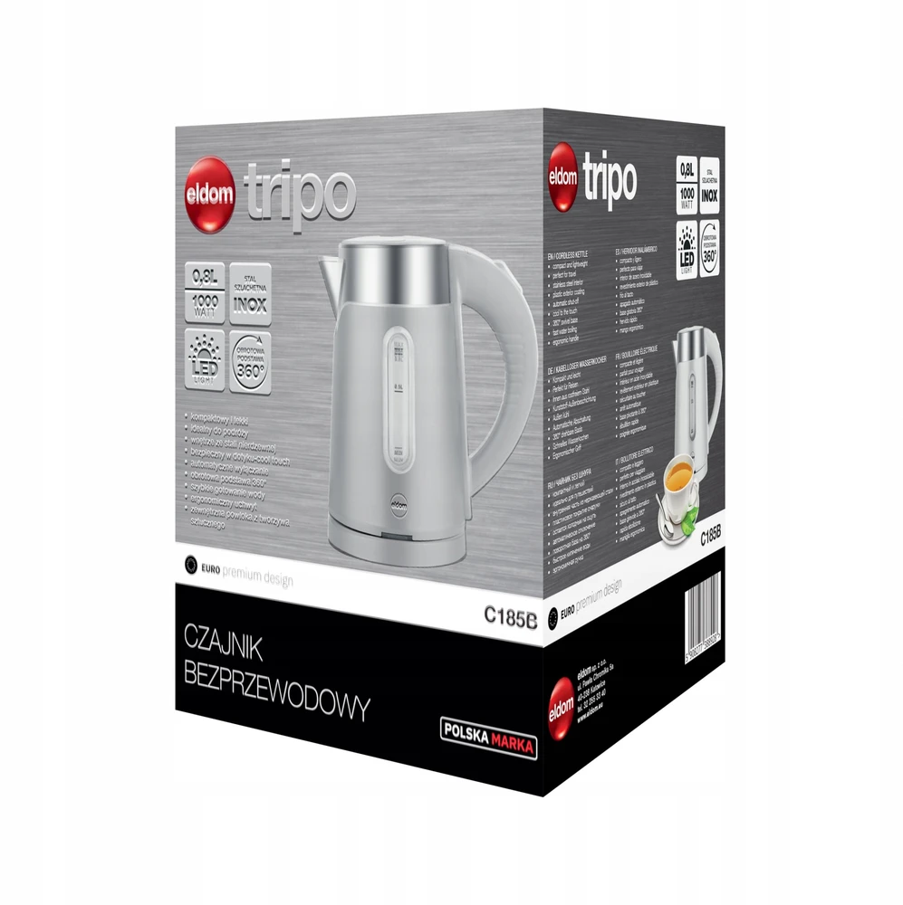 ELDOM C185 B TRIPO CORDLESS KETTLE 0.8 L 1000 W Baltas