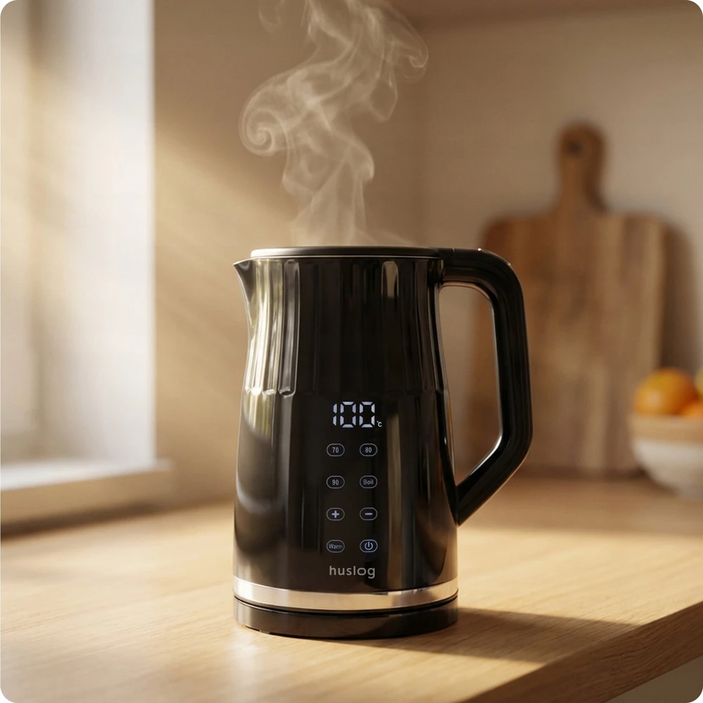 Virdulys Maestro mPTech Sp. su o.o. Huslog griovelių viryklė su jutikliniu skydeliu, juoda, 1,7 l, 2200 W