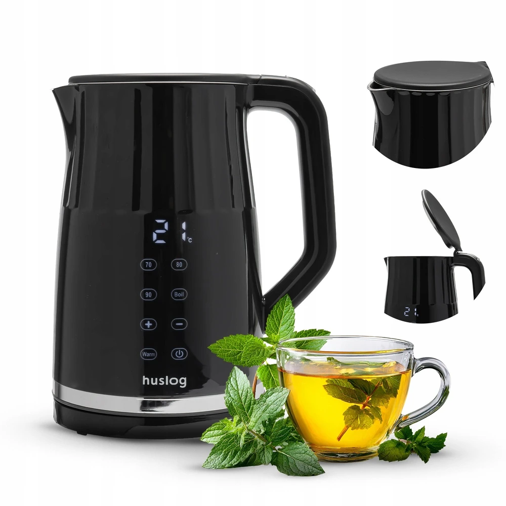 Virdulys Maestro mPTech Sp. su o.o. Huslog griovelių viryklė su jutikliniu skydeliu, juoda, 1,7 l, 2200 W