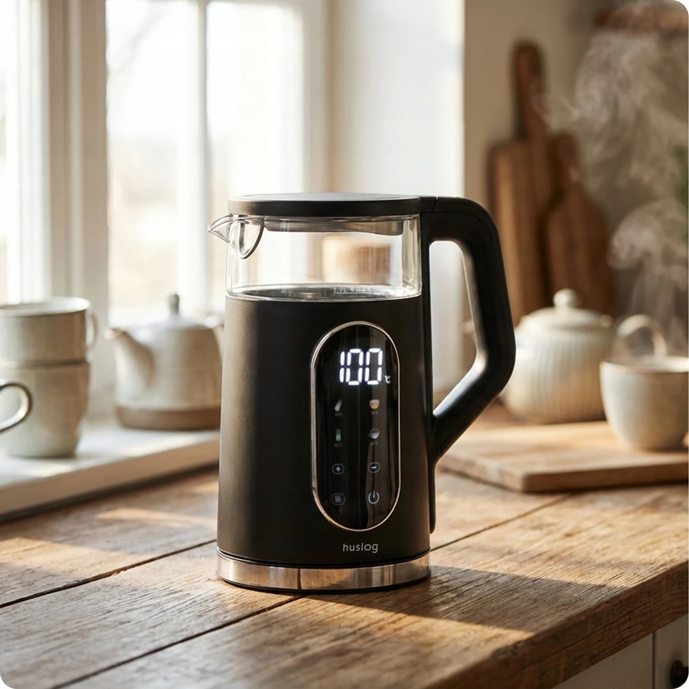 Maestro mPTech Sp. su o.o. Huslog glass virdulys wit touch panel juodas 1,7L 2200W
