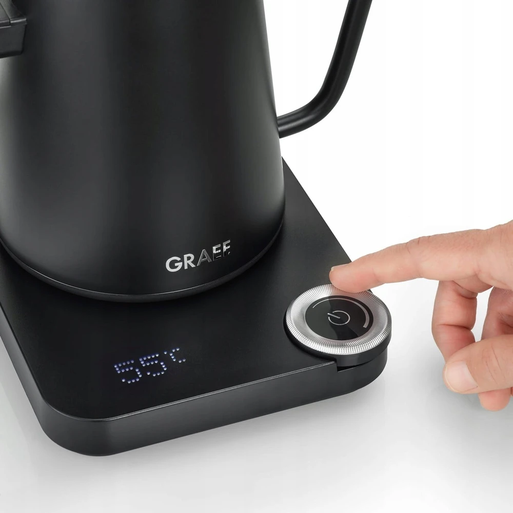 Virdulys Graef GK502, 0,9 l, 1200 W, juoda, nerūdijantis plienas, reguliuojamas termostatas, apsauga nuo perkaitimo