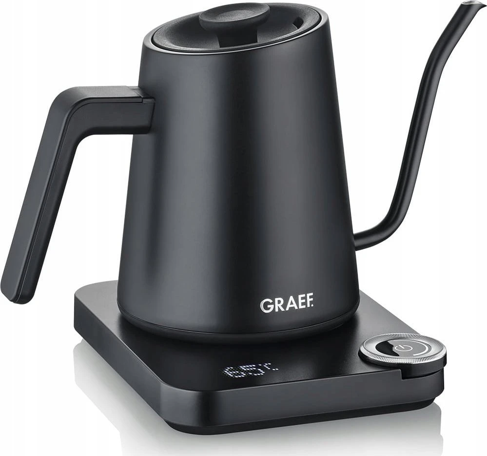 Virdulys Graef GK502, 0,9 l, 1200 W, juoda, nerūdijantis plienas, reguliuojamas termostatas, apsauga nuo perkaitimo