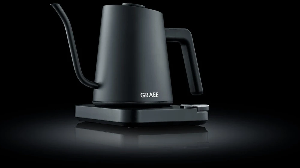 Virdulys Graef GK502, 0,9 l, 1200 W, juoda, nerūdijantis plienas, reguliuojamas termostatas, apsauga nuo perkaitimo