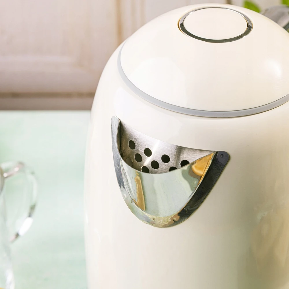 Klausberg Virdulys, Elektrinis virdulys su retro termometru, LED skydeliu, smėlio spalvos, 1,7 l