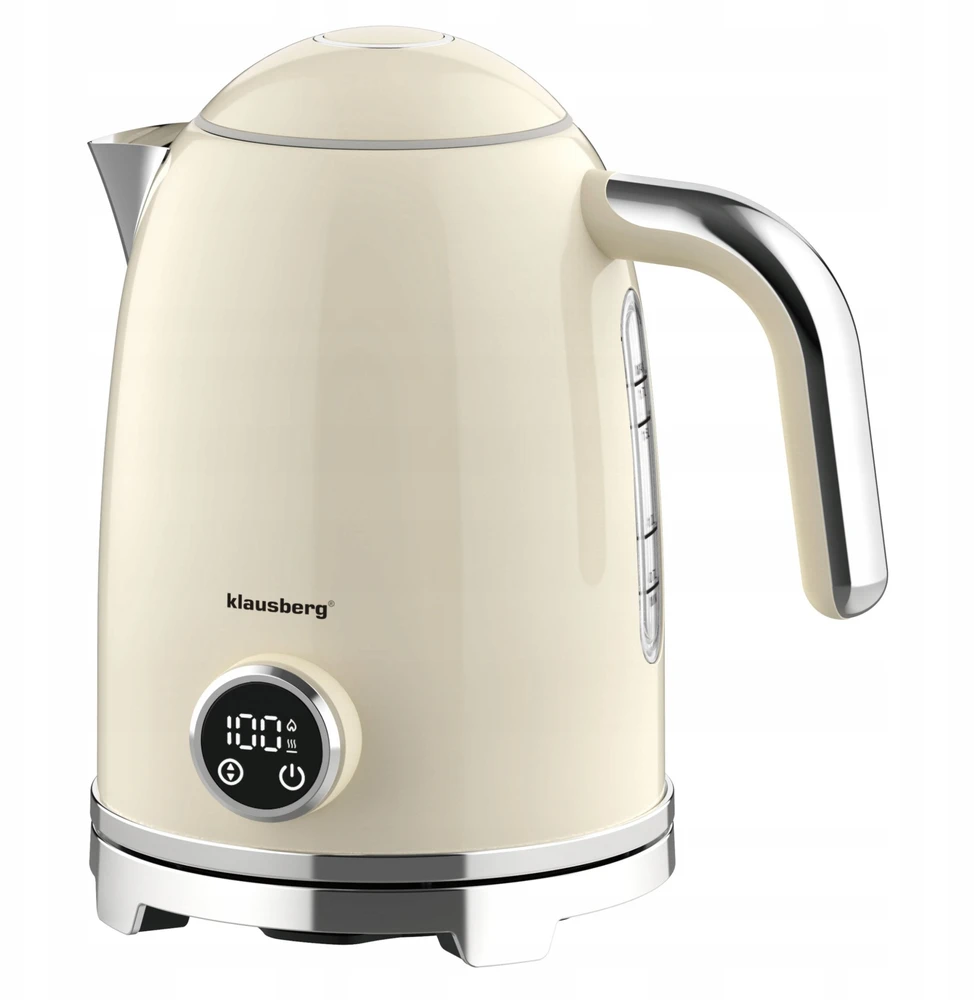Klausberg Virdulys, Elektrinis virdulys su retro termometru, LED skydeliu, smėlio spalvos, 1,7 l