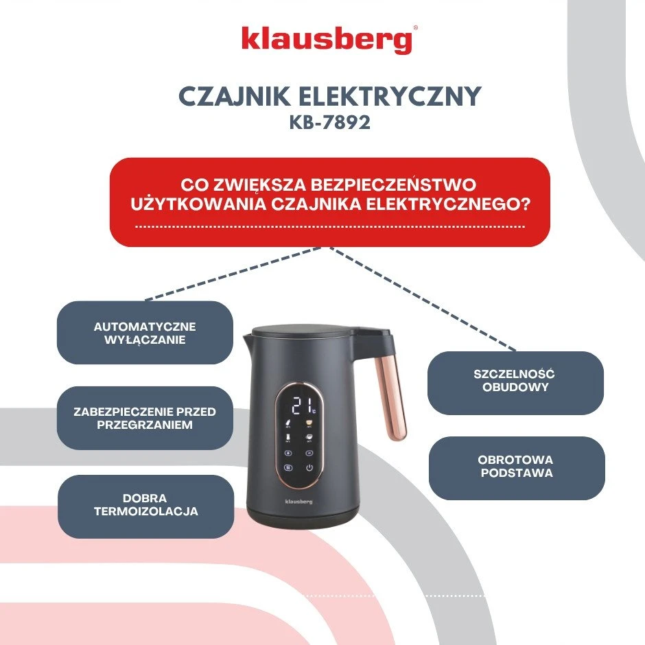 Virdulys, Elektrinis virdulys, juodas/rožinio aukso spalvos, Klausberg, kb-7892