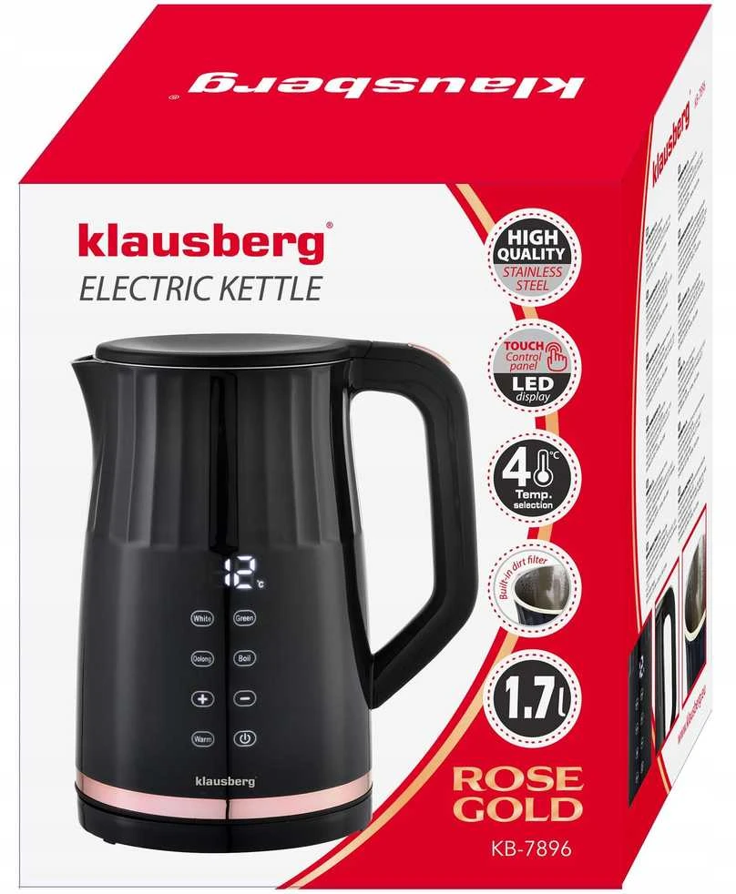 Virdulys, Elektrinis virdulys, su LED ekranu, 1,7 l, Klausberg, kb-7896
