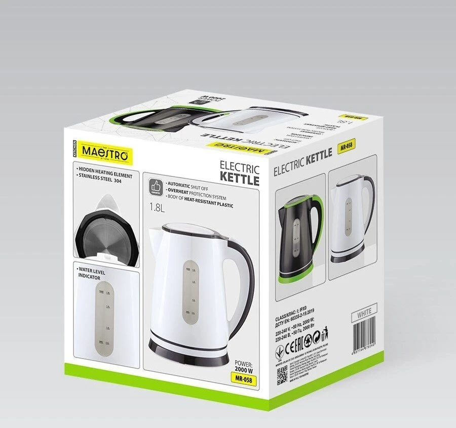 Maestro MR-058-Baltas Electric Virdulys 1,8 L