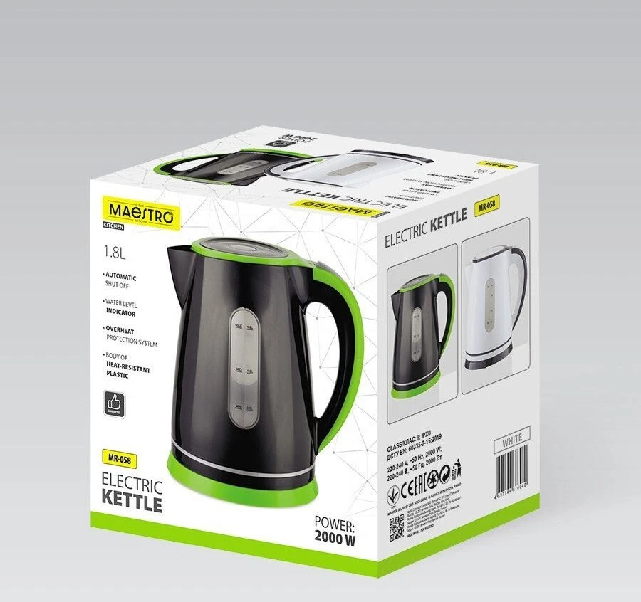 Maestro MR-058-Juodas Electric Virdulys 1,8 L