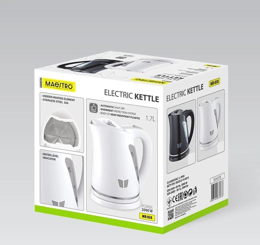 Maestro MR-038-Baltas Electric Virdulys 1,7 L