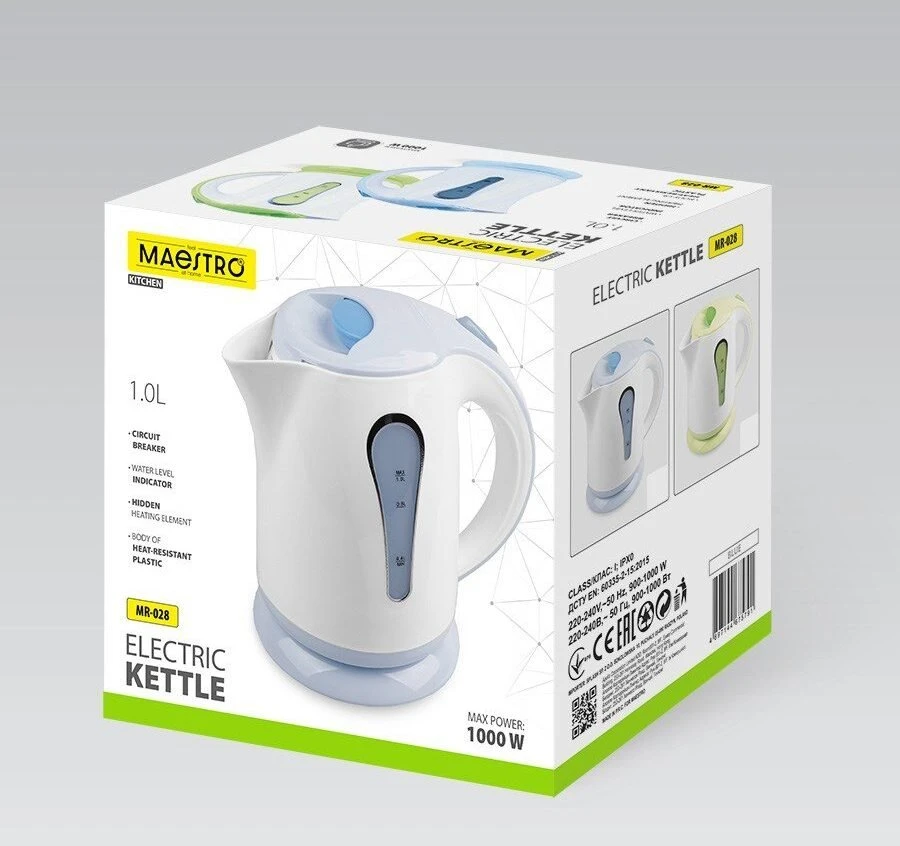 Maestro MR-028-Mėlyna Electric Virdulys 1 L