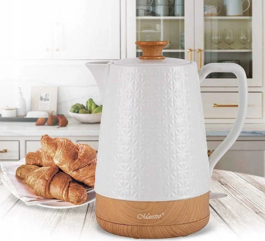 Maestro MR-076 elektrinis virdulys 1,8 L 1800 W, spalva: balta/medžio