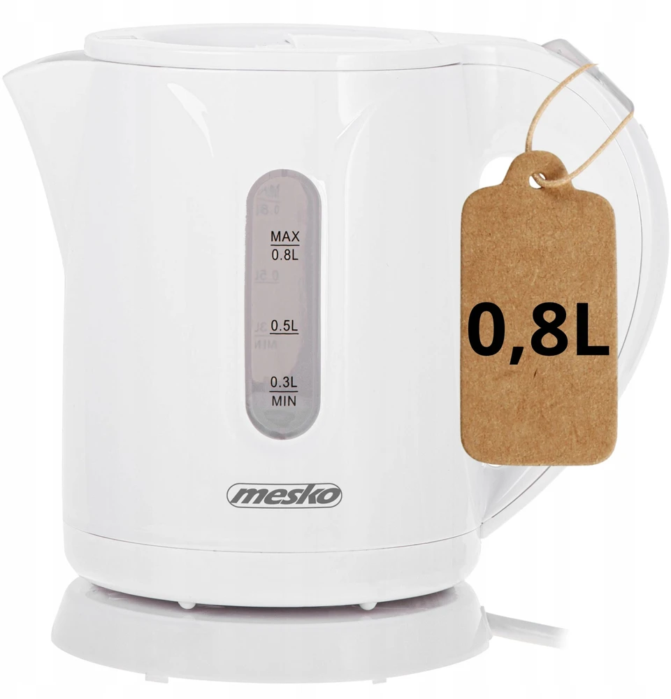 Mesko | Virdulys | MS 1376 | Electric | 850 W | 0.8 L | Plastic | 360° rotational base | Baltas