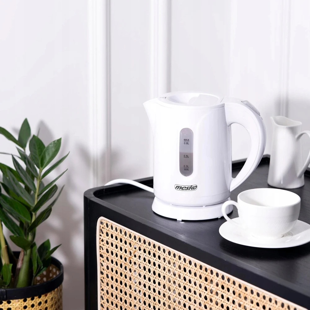 Mesko | Virdulys | MS 1376 | Electric | 850 W | 0.8 L | Plastic | 360° rotational base | Baltas