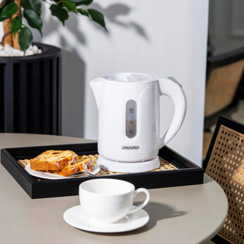 Mesko | Virdulys | MS 1376 | Electric | 850 W | 0.8 L | Plastic | 360° rotational base | Baltas