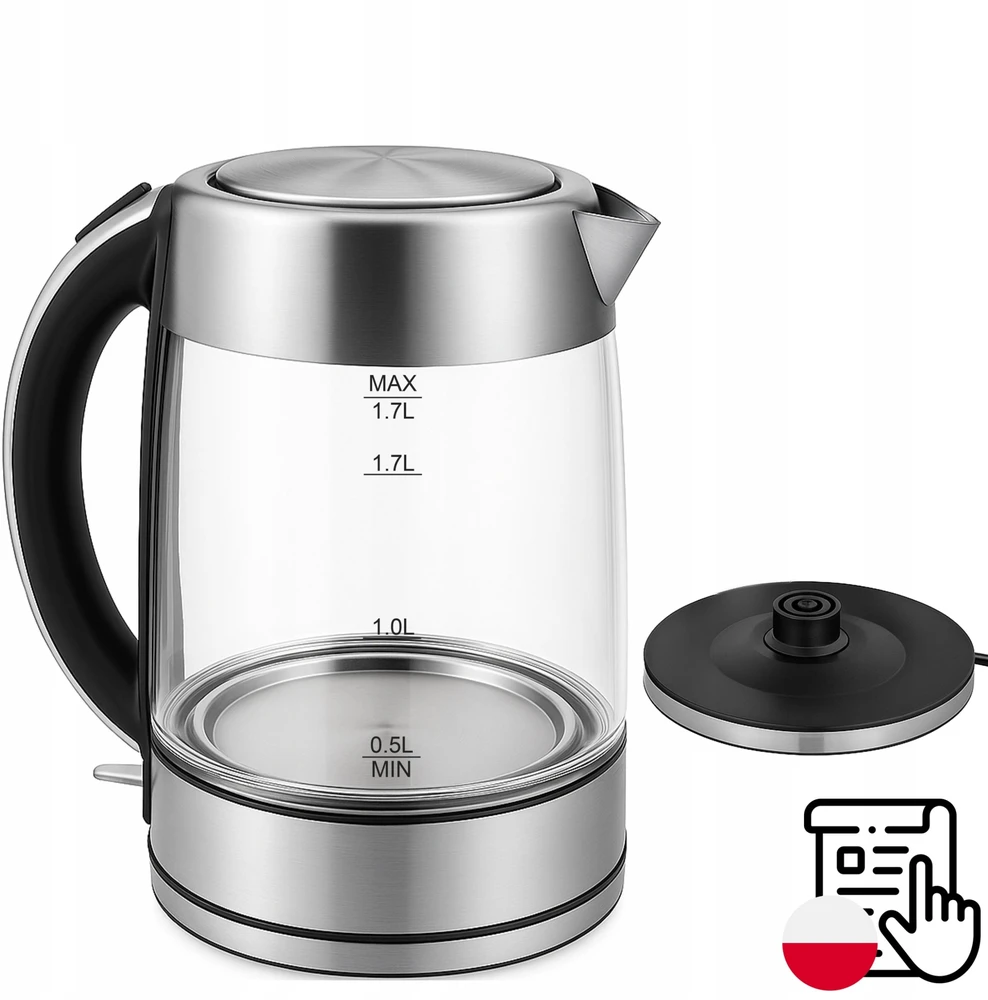 Retoo Elektrinis virdulys AquaSteel, 1,7 l, 2200 W