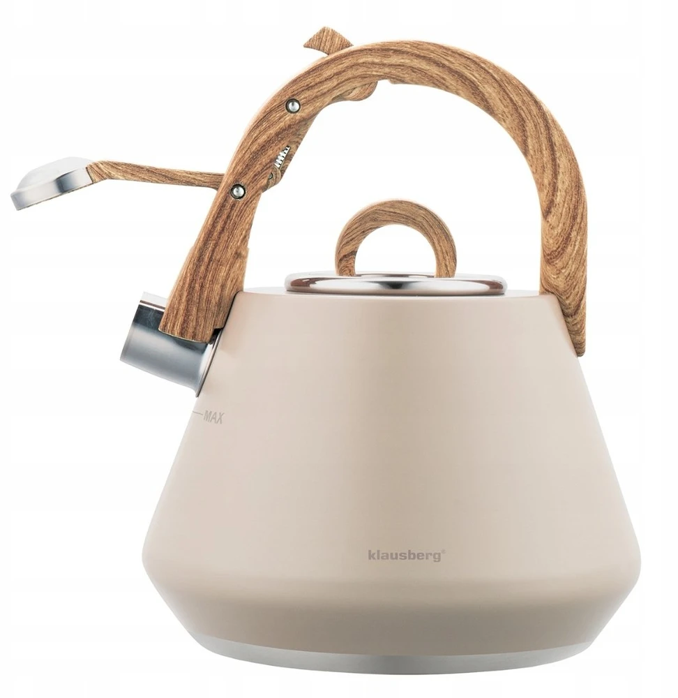 Virdulys plieno su gwizdkiem 2,5 l smėlio spalva, indukcija, klausberg kb-7950
