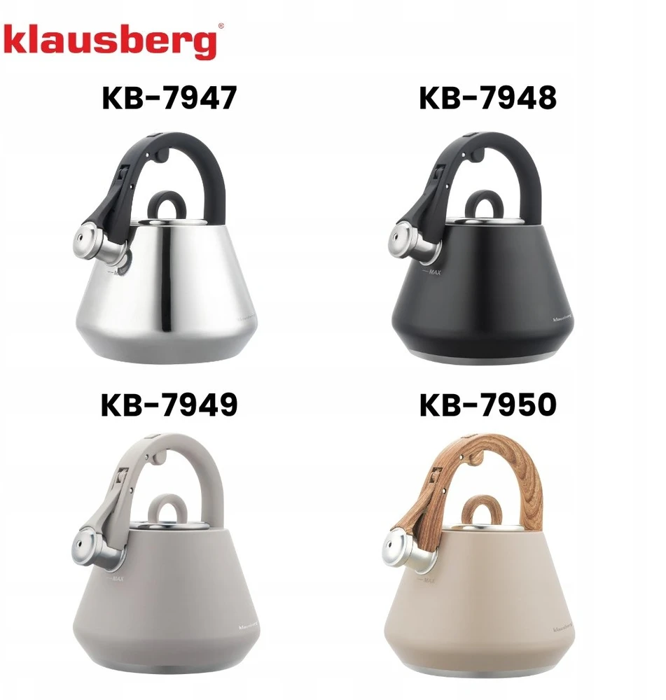 Virdulys, Plieninis virdulys su švilpuku 2,5 l blizgus, indukcinis, Klausberg kb-7947