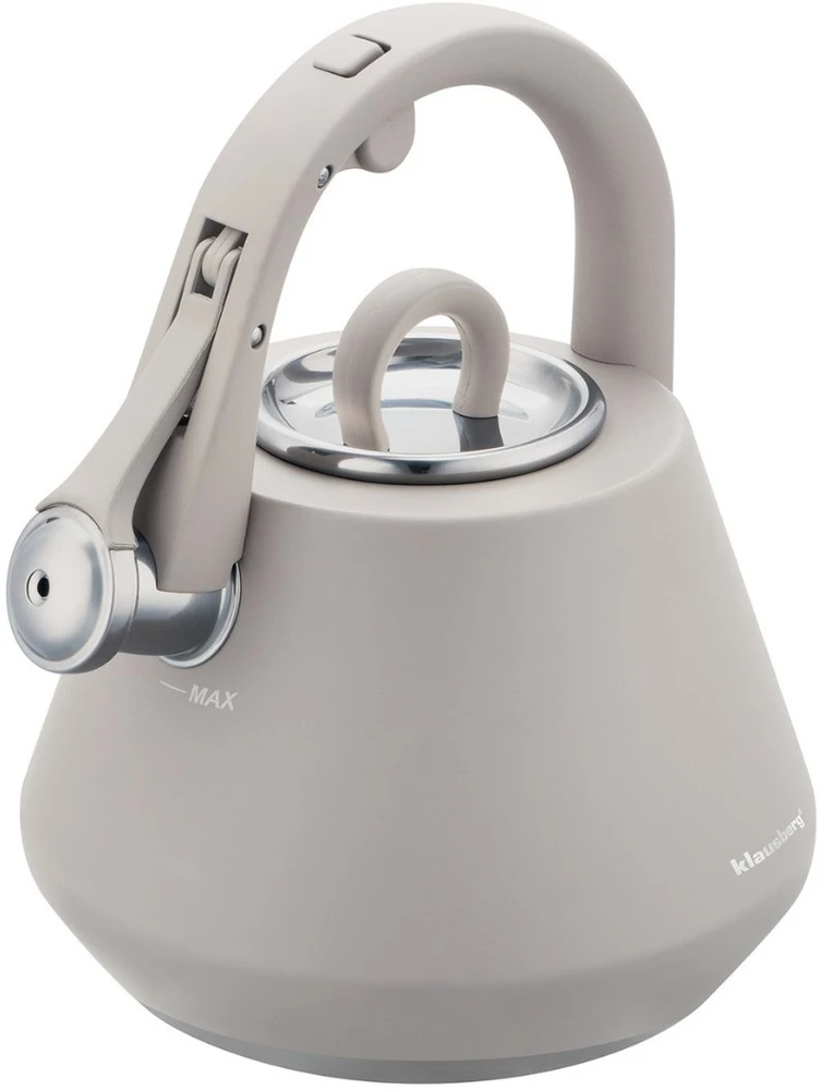 Virdulys, Plieninis virdulys su švilpuku, 2,5 l, matinės pilkos spalvos, indukcinis, klausberg kb-7949