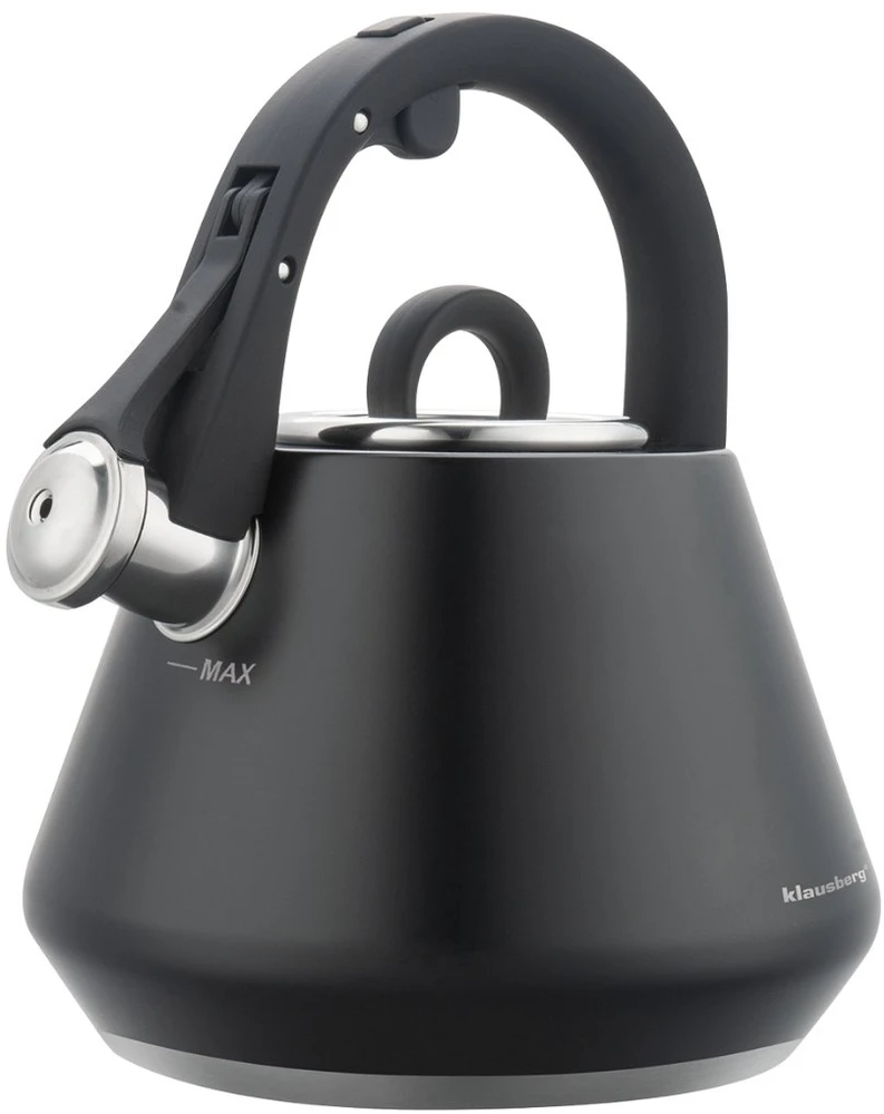 Virdulys, Plieninis virdulys su švilpuku, 2,5 l, matinės juodos spalvos, Klausberg kb-7948